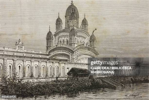 The Great Mosque of Hooghly, vicino a Kolkata, engraving from India: travel in Central India and Bengal by Louis Rousselet .