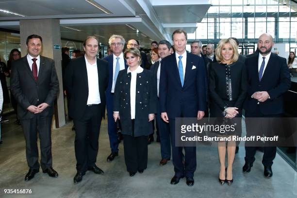 Prime Minister of Luxembourg Xavier Bettel, CEO at Iliad and Fondator of the "Station F", Xavier Niel, Minister of Finance of Luxembourg, Pierre...