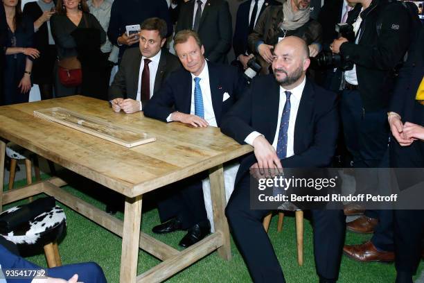 Prime Minister of Luxembourg Xavier Bettel, LL.AA.RR. Grand-Duc Henri of Luxembourg and Minister of the Economy of Luxembourg, Etienne Schneider...