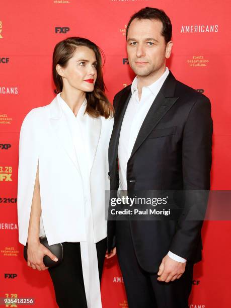 Actors Keri Russell and Matthew Rhys attend the Washington, D.C. Premiere of FX Networks' "The Americans" at The Newseum on March 20, 2018 in...