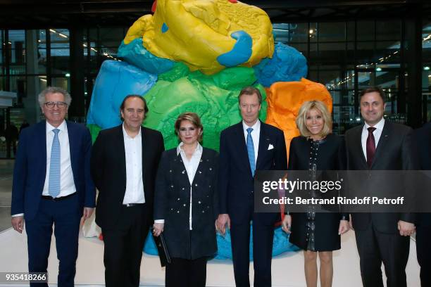 Minister of Finance of Luxembourg, Pierre Gramegna, CEO at Iliad and Fondator of the "Station F", Xavier Niel, LL.AA.RR. Grand-Duc Henri and...