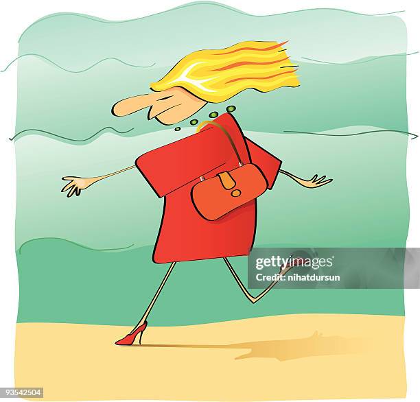 stockillustraties, clipart, cartoons en iconen met angry fashionable woman running - nihatdursun