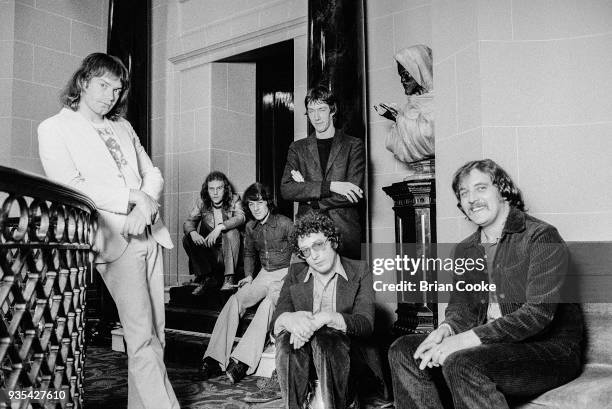 Chris Copping, Alan Cartwright, BJ Wilson, Pete Solly , Keith Reid and Garry Brooker of Procol Harum photographed at The Theatre Royal in London's...