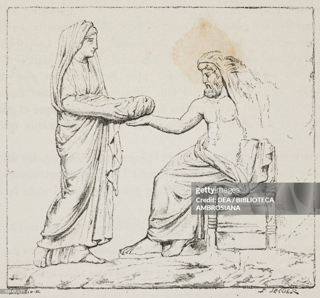 Rhea hands Cronus the stone, bas relief, Rome