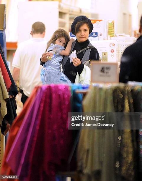 Katie Holmes and Suri Cruise go Halloween shopping at Jo-Ann Fabrics & Crafts on October 26, 2009 in Burlington, Massachusetts.