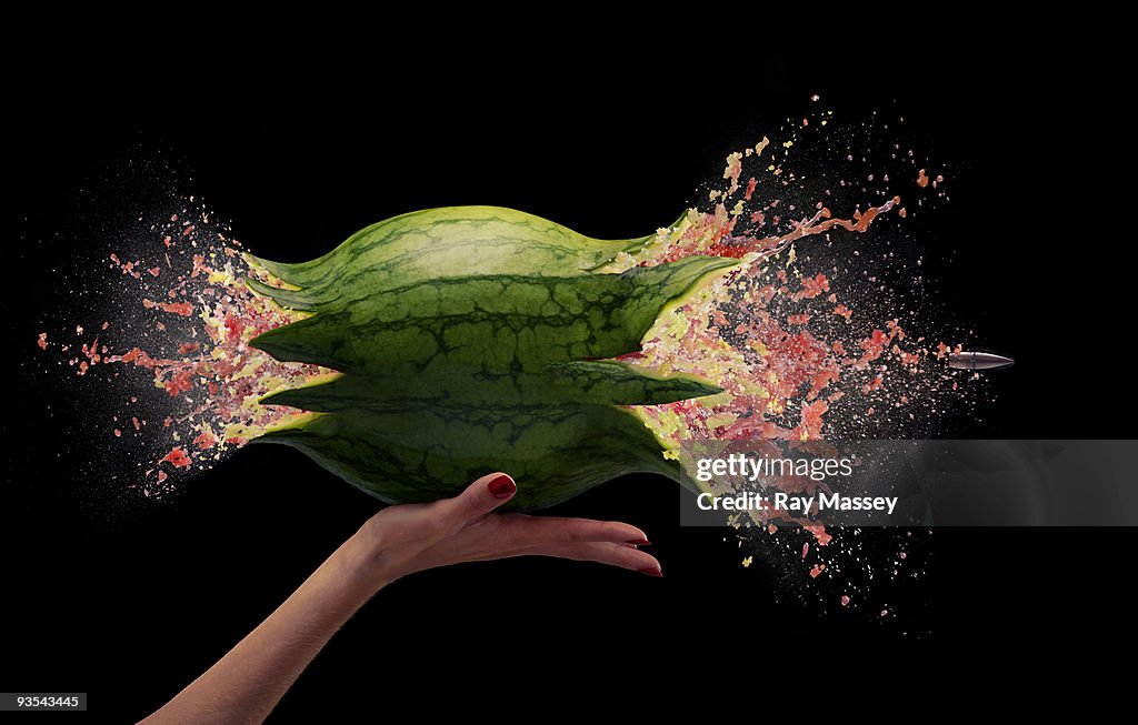 Bullet passing through Watermelon