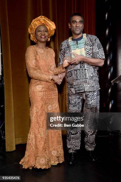 Emira Woods and incoming Amnesty International Secretary-General Kumi Naidoo attend the Shared Interest 2018 Annual Spring Benefit at the Edison...