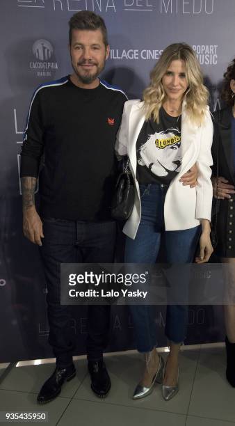 Tv host and producer Marcelo Tinelli and Guillermina Valdes attend 'La Reina del Miedo' premiere at Village Recoleta Cinemas on March 20, 2018 in...
