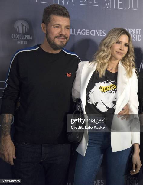 Tv host and producer Marcelo Tinelli and Guillermina Valdes attend 'La Reina del Miedo' premiere at Village Recoleta Cinemas on March 20, 2018 in...