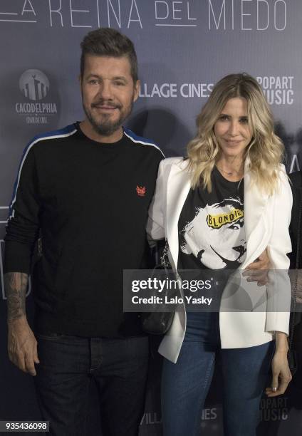 Tv host and producer Marcelo Tinelli and Guillermina Valdes attend 'La Reina del Miedo' premiere at Village Recoleta Cinemas on March 20, 2018 in...