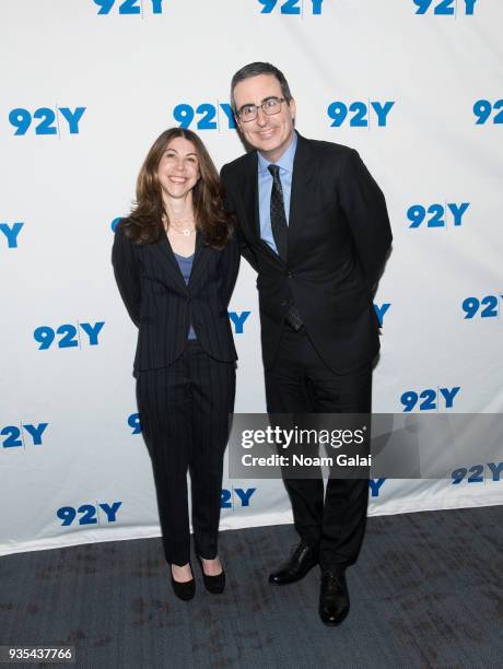 Nell Scovell and John Oliver visit 92nd Street Y on March 20, 2018 in New York City.