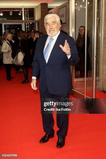 German actor Mario Adorf attends the Deutscher Hoerfilmpreis at Kino International on March 20, 2018 in Berlin, Germany.