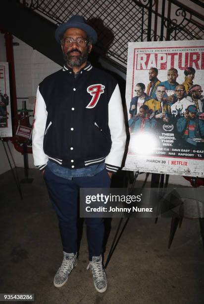 Director Sacha Jenkins attends the"Rapture" Netflix Original Documentary Series, Special Screening at The Metrograph, New York at Metrograph on March...
