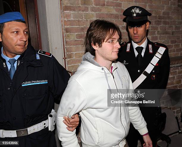 Raffaele Sollecito attends the Meredith Kercher Trial for the closing arguments at the courthouse on December 2, 2009 in Perugia, Italy. Amanda Knox...