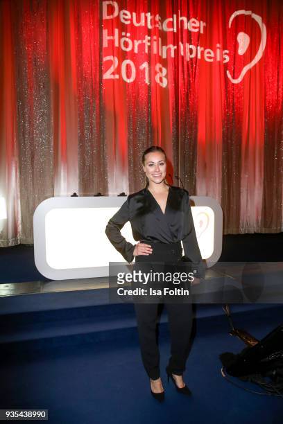 German actress Sina Tkotsch attends the Deutscher Hoerfilmpreis at Kino International on March 20, 2018 in Berlin, Germany.