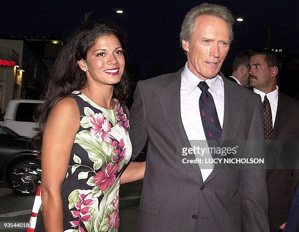 Actor Clint Eastwood arrives at the premiere of his new film "Space Cowboys" with his wife Deena in Los Angeles, 1 August 2000. Eastwood directed and...