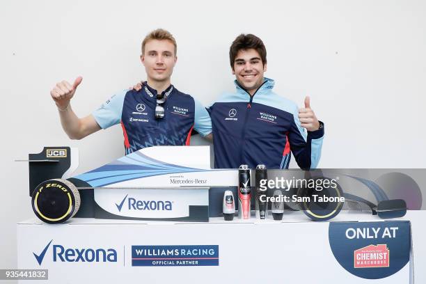 Sergey Sirotka and Lance Stroll attends the Williams F1 team meet and greet on March 21, 2018 in Melbourne, Australia.
