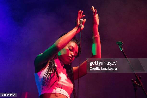 Live singer of electronic musician George FitzGerald performs live on stage during a concert at Schwuz on March 20, 2018 in Berlin, Germany.