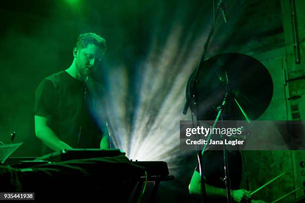 Electronic musician George FitzGerald performs live on stage during a concert at Schwuz on March 20, 2018 in Berlin, Germany.