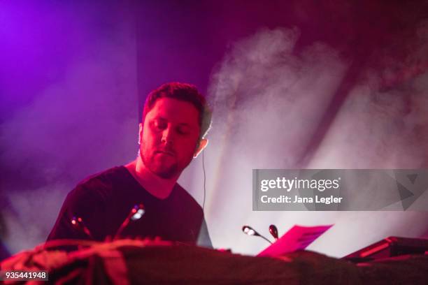 Electronic musician George FitzGerald performs live on stage during a concert at Schwuz on March 20, 2018 in Berlin, Germany.