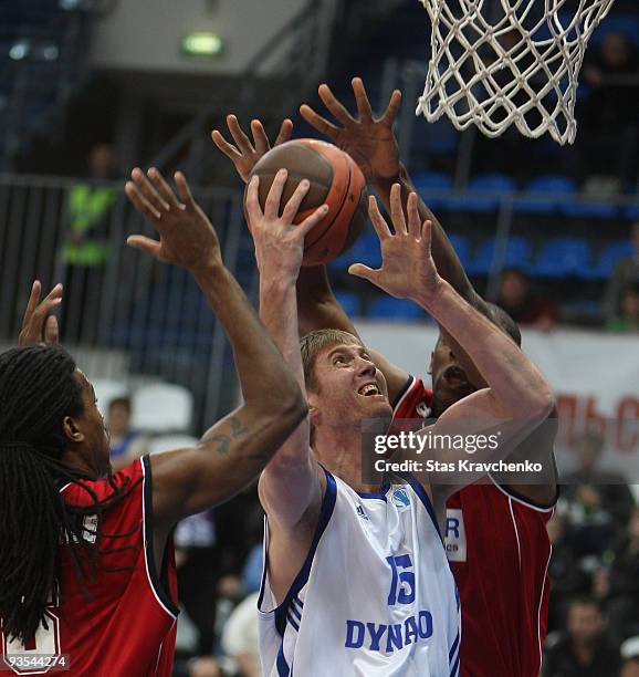 Aleksey Savrasenko, in action during the Eurocup Basketball Regular Season Game Day 2 between Dynamo Moscow vs Cholet Basket at Krylatskoe Dynamo...