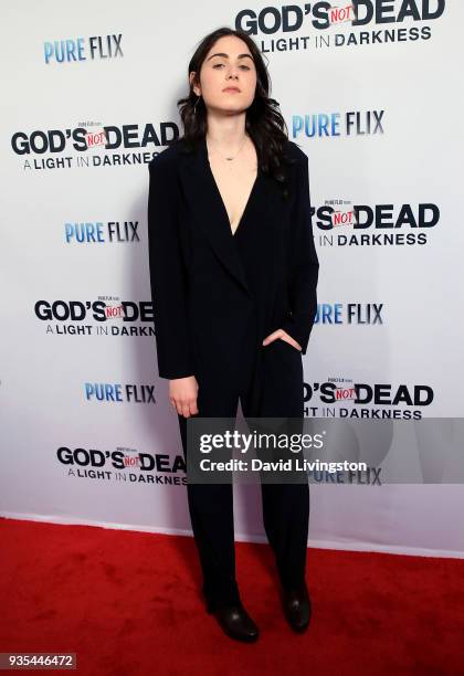 Emily McEnroe attends the "God's Not Dead: A Light in Darkness" premiere at American Cinematheque's Egyptian Theatre on March 20, 2018 in Hollywood,...