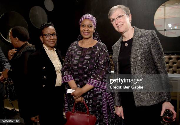 Phumzile Mlambo-Ngcuka and Harriett Jane Olson attend the Shared Interest 2018 Annual Spring Benefit at the Edison Ballroom on March 20, 2018 in New...