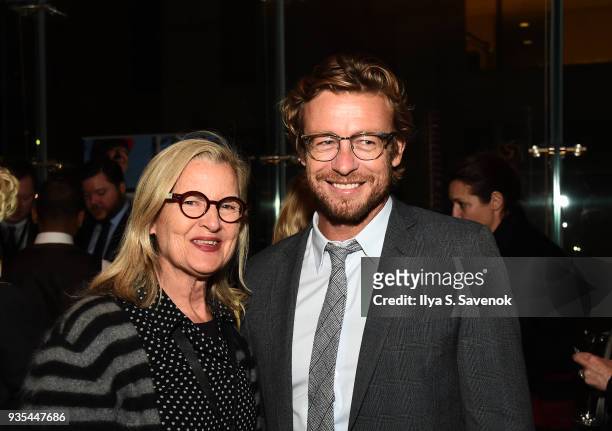 Gillian Armstrong and Simon Baker pose during the Opening Night of the Australian International Screen Forum at Lincoln Center on March 20, 2018 in...