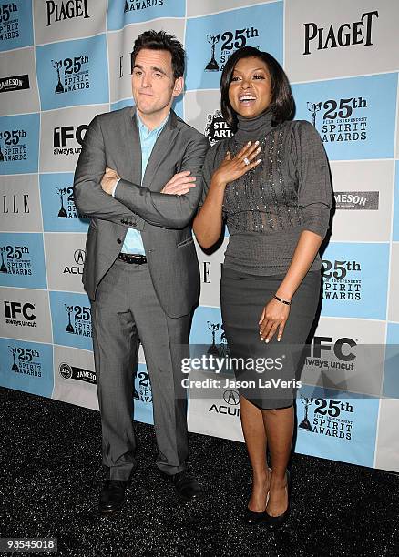 Actor Matt Dillon and actress Taraji P. Henson attend the Film Independent Spirit Award nominations press conference at Sofitel Hotel on December 1,...