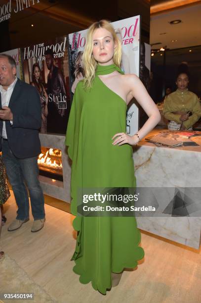 Elle Fanning attends The Hollywood Reporter and Jimmy Choo Power Stylists Dinner on March 20, 2018 in Los Angeles, California.