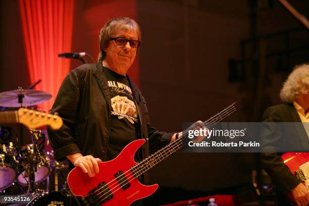 Bill Wyman performs on stage with his band Bill Wyman's Rhythm Kings at Cadogan Hall on December 1, 2009 in London, England.