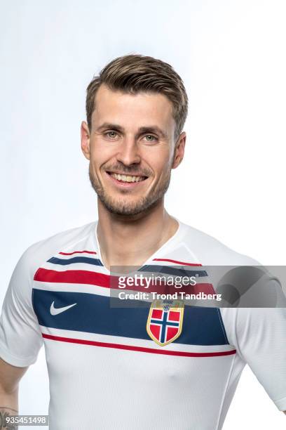 Haavard Nordtveit of Norway during the Men's National Team NFF Photocall on March 20, 2018 in Oslo, Norway.