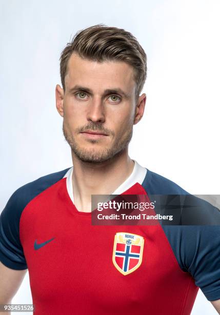 Haavard Nordtveit of Norway during the Men's National Team NFF Photocall on March 20, 2018 in Oslo, Norway.