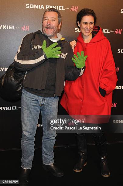 Designer Philippe Starck and wife Jasmine attends Sonia Rykiel and H&M underware collection launch at Grand Palais on December 1, 2009 in Paris,...