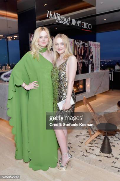 Elle Fanning and Dakota Fanning attend The Hollywood Reporter and Jimmy Choo Power Stylists Dinner on March 20, 2018 in Los Angeles, California.