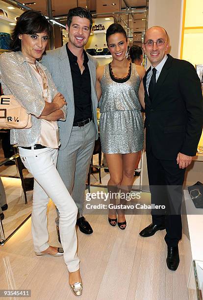 Ines De La Fressange, Robin Thicke, Paula Patton and Marco Giacometti attend the Roger Vivier Boutique Opening Party at Bal Harbour Shops on December...