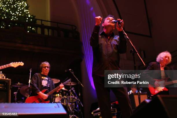 Gary US Bonds , Bill Wyman and Albert Lee of Bill Wyman's Rhythm Kings perform on stage at Cadogan Hall on December 1, 2009 in London, England.