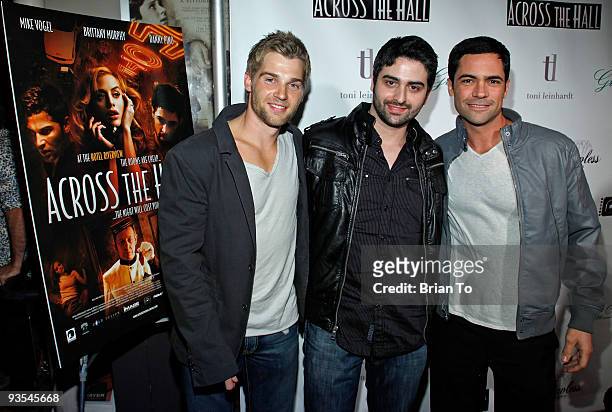 Actor Mike Vogel, director Alex Merkin, and actor Danny Pino attend "Across The Hall" Los Angeles Premiere at Laemmle's Music Hall 3 on December 1,...
