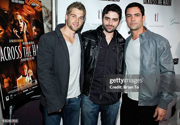 Actor Mike Vogel, director Alex Merkin, and actor Danny Pino attend "Across The Hall" Los Angeles Premiere at Laemmle's Music Hall 3 on December 1,...