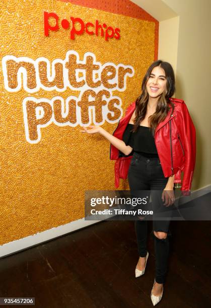 Influencer Daniella Monet attends the launch of Popchips' Nutter Puffs at the Chateau Marmont on March 20, 2018 in Los Angeles, California.
