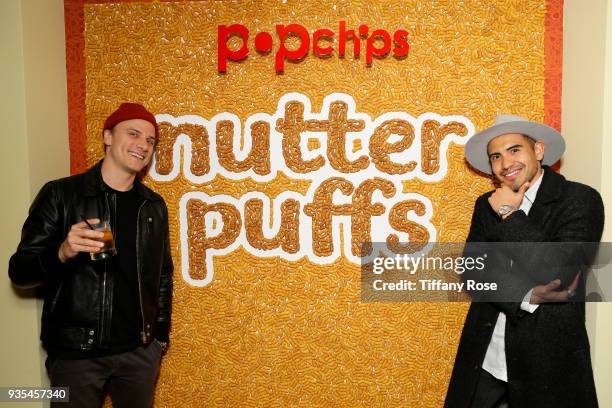 Influencers Matt Cutshall and Fernando Contreras attend the launch of Popchips' Nutter Puffs at the Chateau Marmont on March 20, 2018 in Los Angeles,...