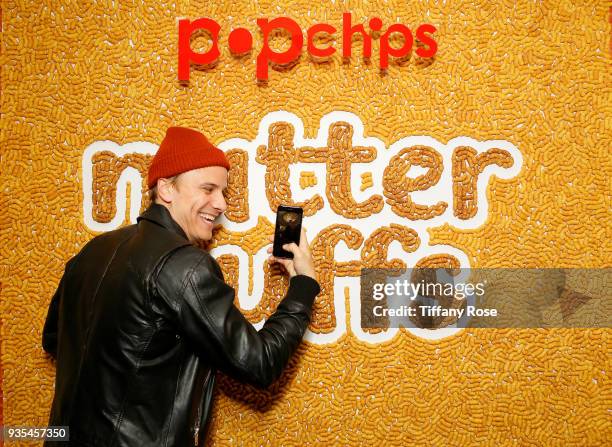 Influencer Matt Cutshall attends the launch of Popchips' Nutter Puffs at the Chateau Marmont on March 20, 2018 in Los Angeles, California.