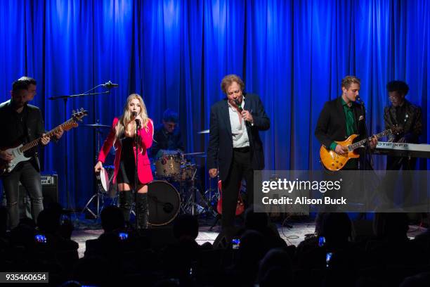 Musicians Jesse Money, Eddie Money, Dez Money and Julian Money perform onstage during An Evening With Eddie Money at The GRAMMY Museum on March 20,...