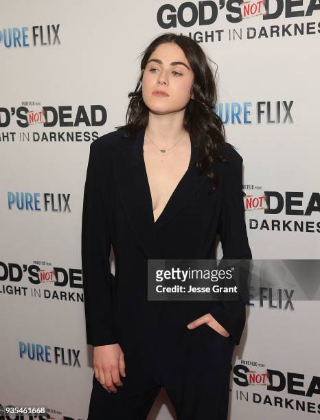 Emily McEnroe attends the God's Not Dead: A Light in Darkness premiere on March 20, 2018 in Los Angeles, California.