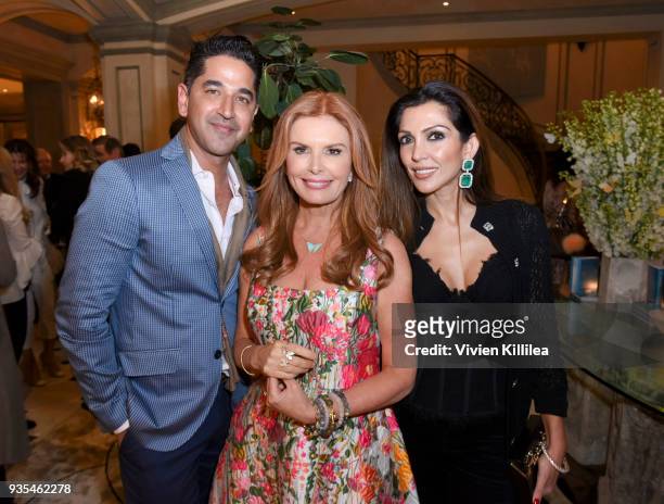 Karan Khanna, Roma Downey and Priyanka Khanna attend "Box of Butterflies" Book Party on March 20, 2018 in Beverly Hills, California.