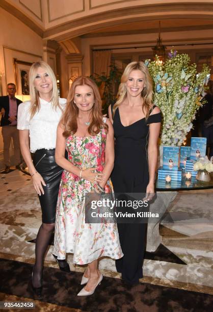 Irena Medavoy, Roma Downey and Kelly Gores attend "Box of Butterflies" Book Party on March 20, 2018 in Beverly Hills, California.