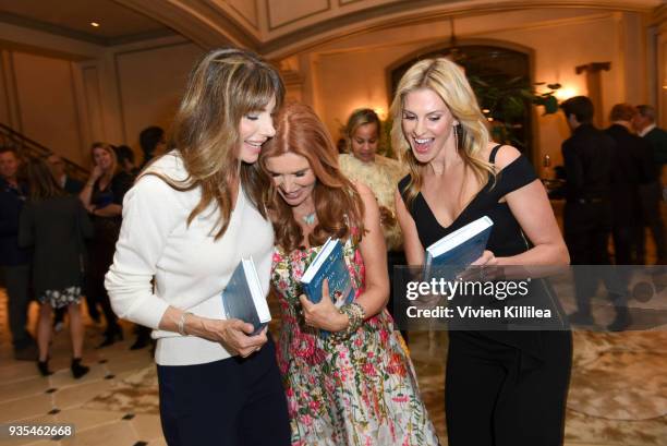 Jennifer Flavin Stallone, Roma Downey and Kelly Gores attend "Box of Butterflies" Book Party on March 20, 2018 in Beverly Hills, California.