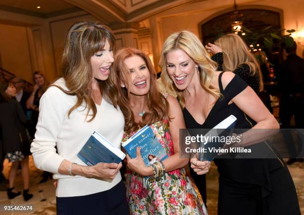 Jennifer Flavin Stallone, Roma Downey and Kelly Gores attend "Box of Butterflies" Book Party on March 20, 2018 in Beverly Hills, California.