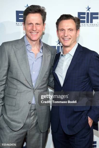 John Goldwyn and Tony Goldwyn attend the Entertainment Industry Foundation 75th Anniversary Party hosted by Tony and John Goldwyn on March 20, 2018...