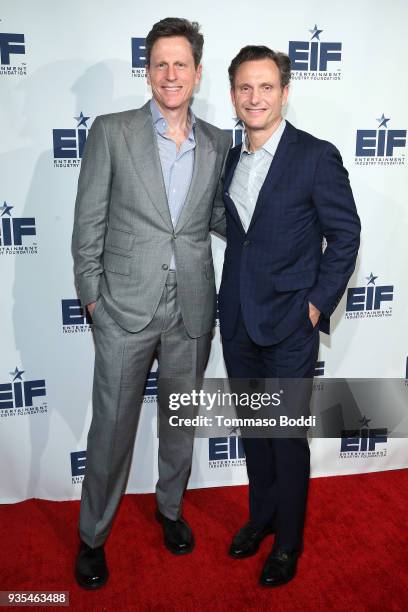 John Goldwyn and Tony Goldwyn attend the Entertainment Industry Foundation 75th Anniversary Party hosted by Tony and John Goldwyn on March 20, 2018...